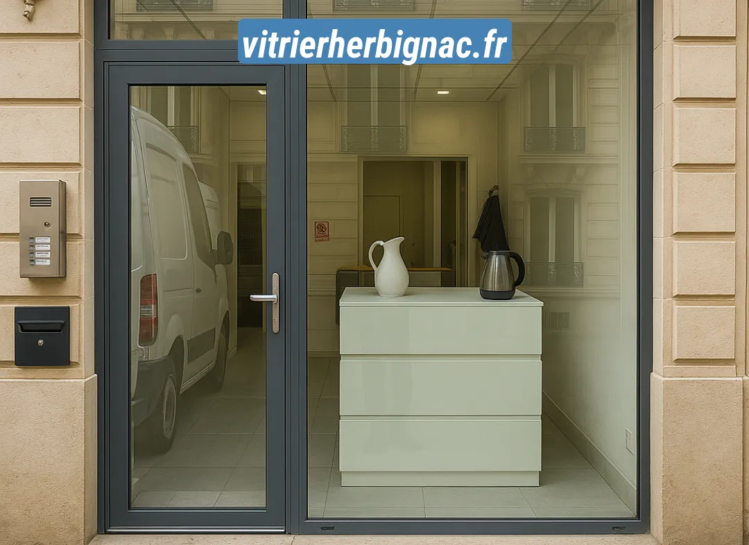 Façade vitrine de magasin en aluminium sur mesure à Herbignac